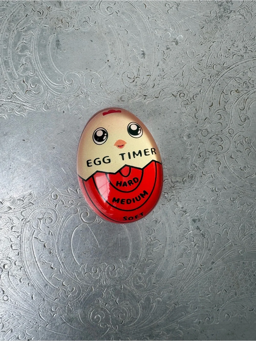 Cute Egg Timer Kitchen Timer in Cream and Red
